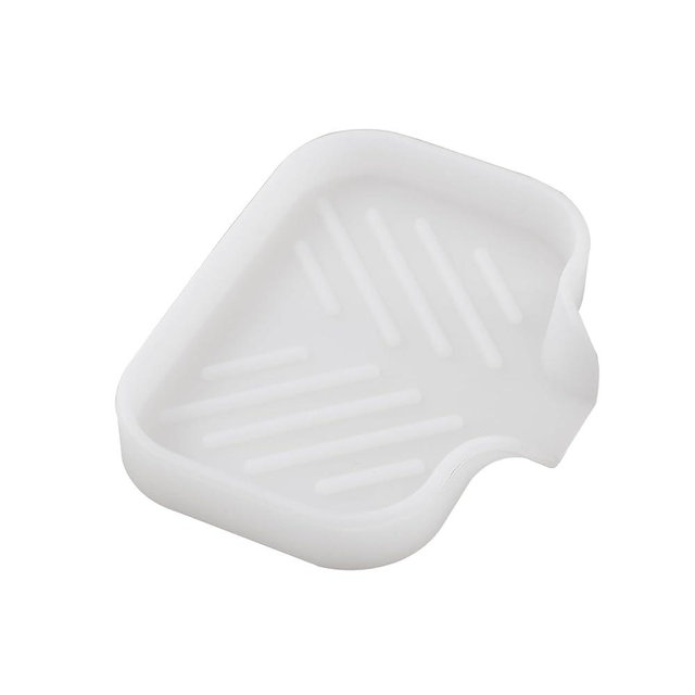 MicoYang Silicone Bathroom Soap Dishes with Drain Spout-Bathroom and Kitchen Sink Organizer,Sponge Holder,Dish Soap Tray,Perfect for Dispenser,Scrubber,Bottle,Cup on Counter Translucent 4.9"×3.2"