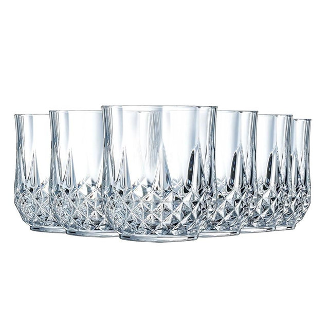 Cristal d'Arques Paris Longchamp Collection 6 Low Kwarx Glasses 32cl – Shine, Transparency and High Resistance – Iconic Moulding – Made in France