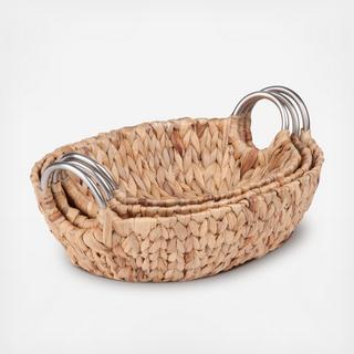 Oval 3-Piece Water Hyacinth Basket Set