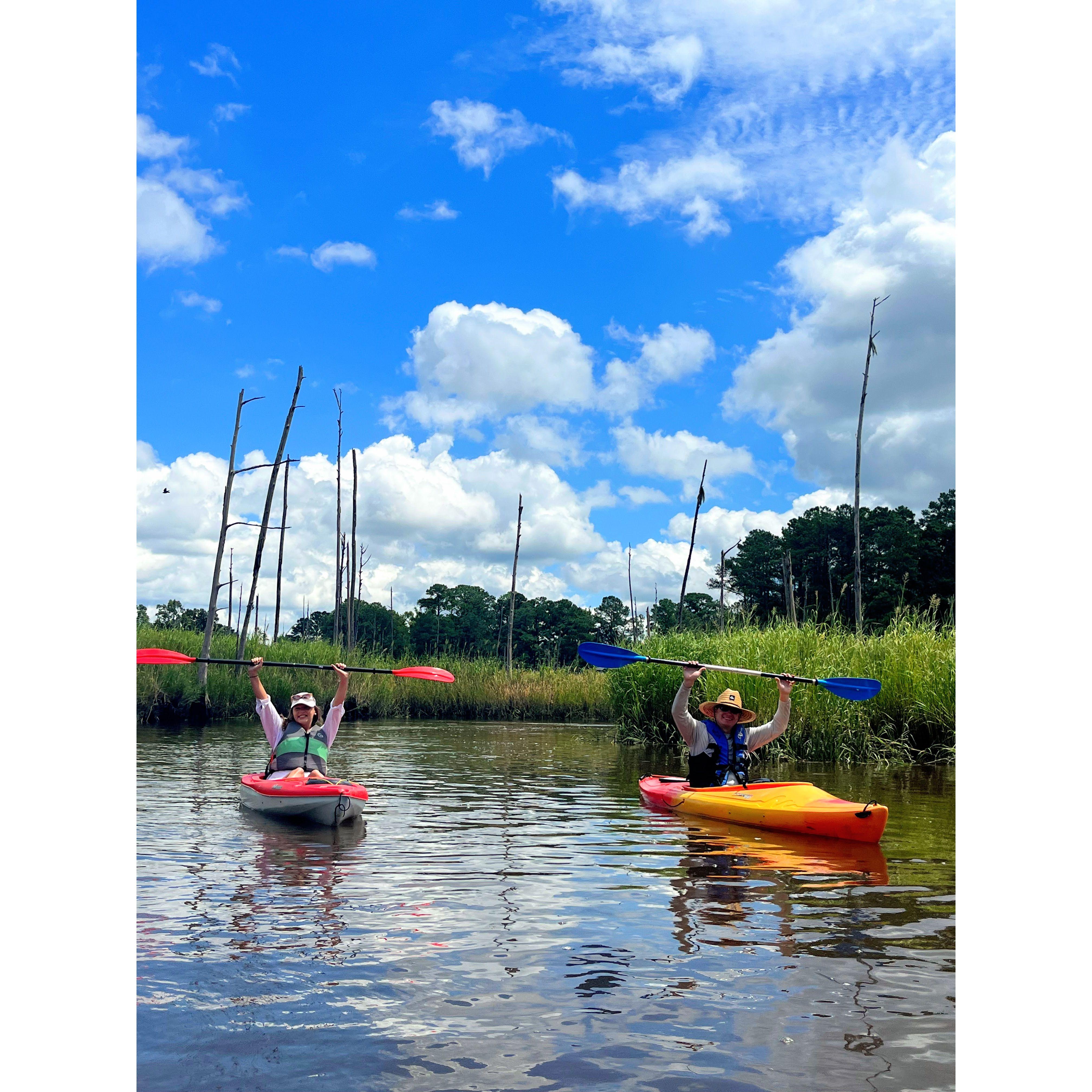 Kayaking to shark tooth island