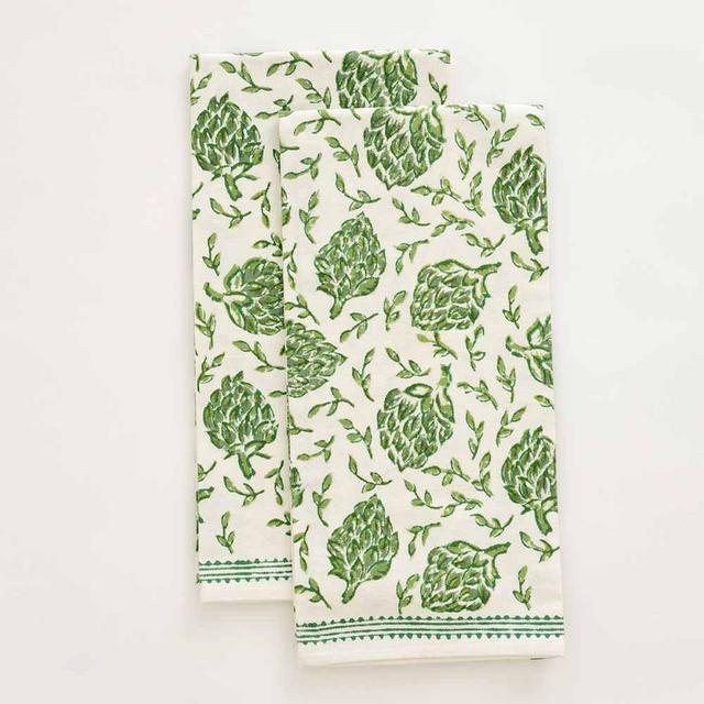 Dancing Artichokes Green Tea Towels