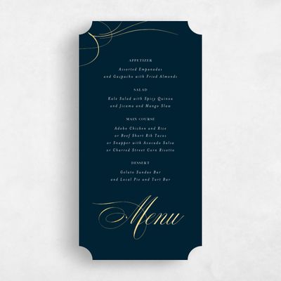 Blue Ticket Wedding Menu - Clifton Foil