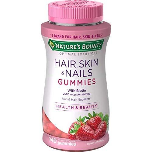 Nature's Bounty Vitamin Biotin Optimal Solutions Hair, Skin and Nails Gummies, 140 Count, (Pack of 1)