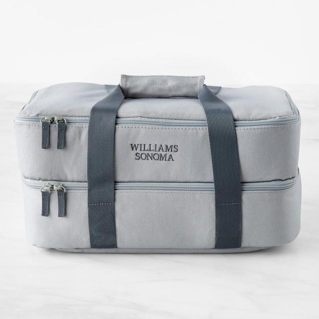 Hold Everything Insulated Dual Compartment Food Carrier, Solid Grey