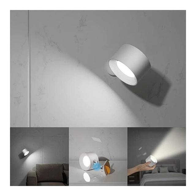 Koopala LED Wall Sconce Wall Mounted Lamps with Rechargeable Battery 3 Brightness Level USB Charging Port 360°Rotate Magnetic Ball, Cordless Wall Light for Reading Working Study Bedside -1 Pack