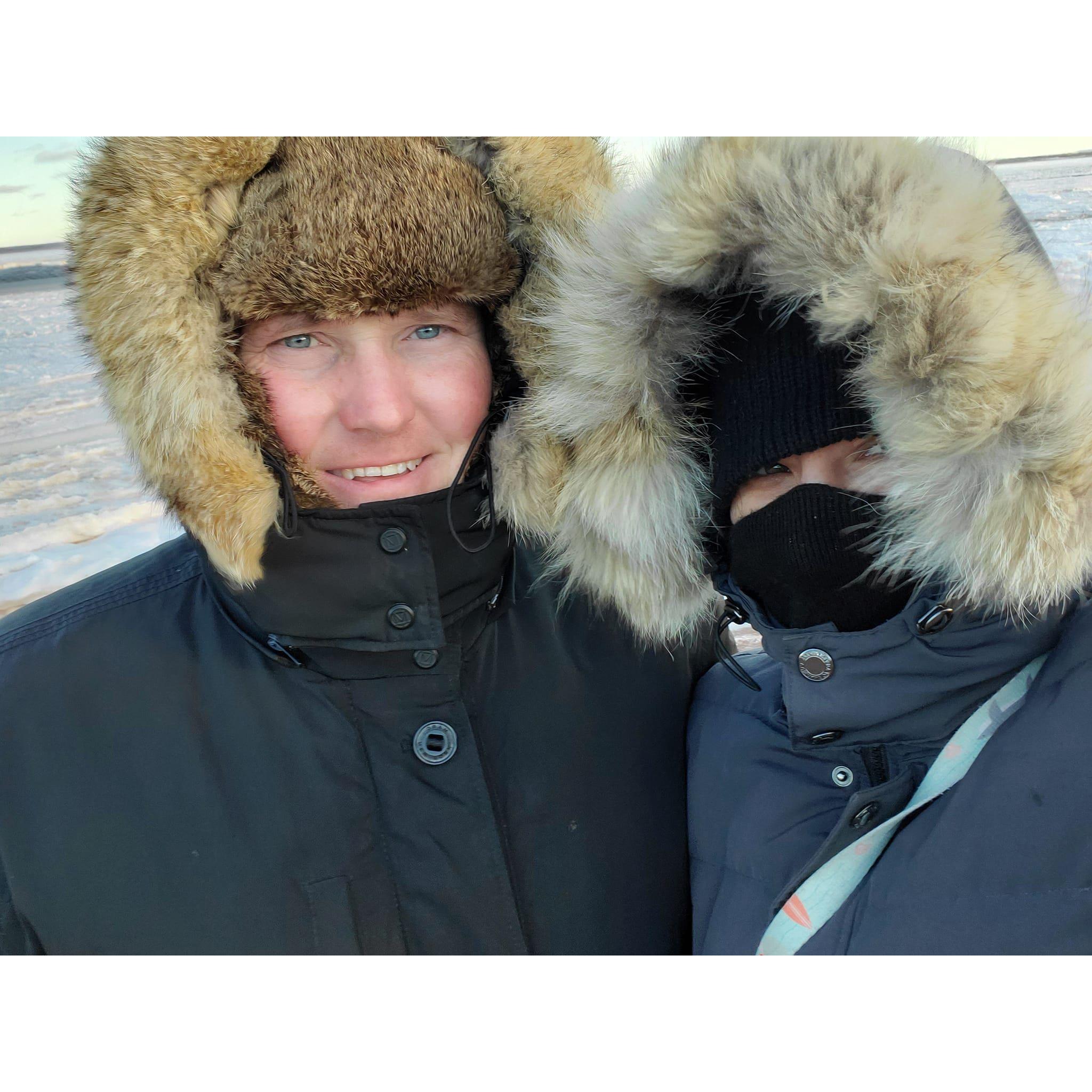 John & Anna at the beach in January