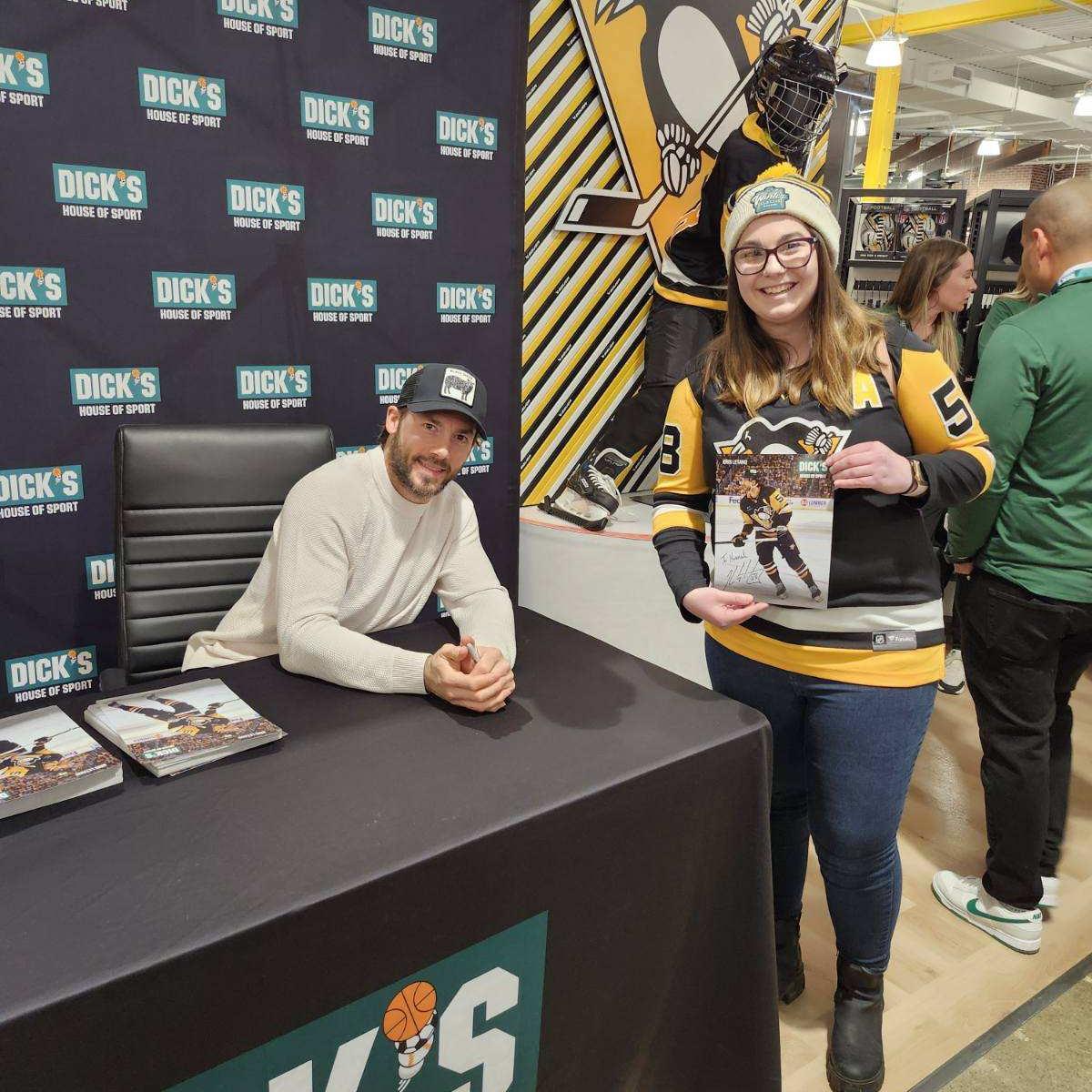 Hannah Got to Meet Her Favorite Pittsburgh Penguin Player Defenseman Kris Letang "Tanger" at the Dick`s House of Sports Grand Opening! Plus Got His Autograph! On April 5th 2024!