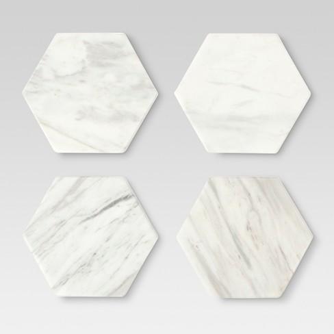 Set of 4 Stackable Coasters Marble White - Threshold™