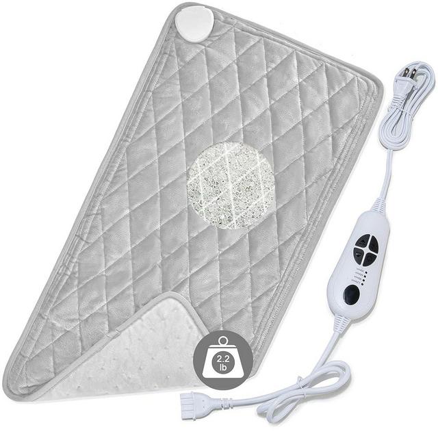 Weighted Heating Pad-Electric Heating Pads for Back,Neck,Abdomen,Moist Heated Pad for Shoulder,Knee,Hot Pad for Arms and Legs,Dry&Moist Heat & Auto Shut Off(Weighted Light Gray,12''×24'')