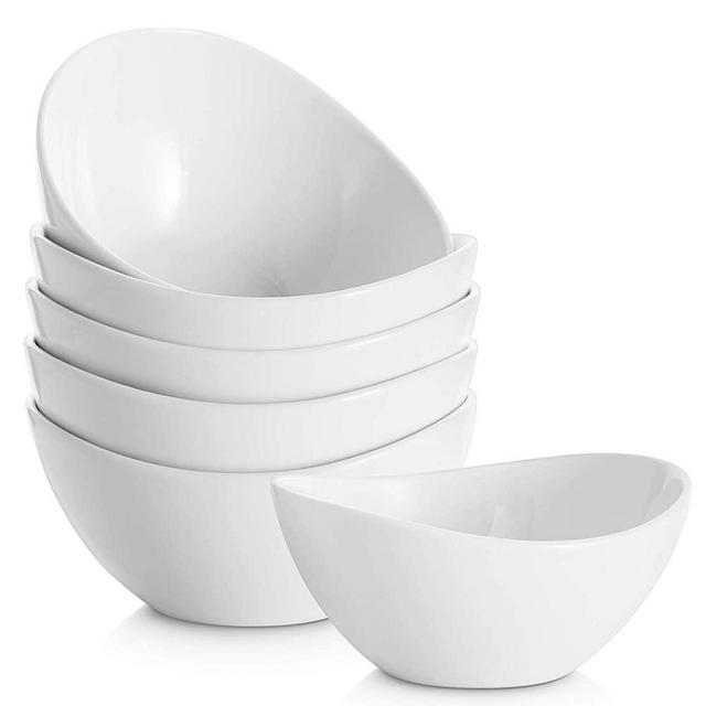 SAMSLE Porcelain Small Bowls Set, 10 Ounces Dessert Bowls for Ice Cream Snacks Appetizer Candy, Dishwasher Safe Durable Ceramic White Serving Bowls for Party