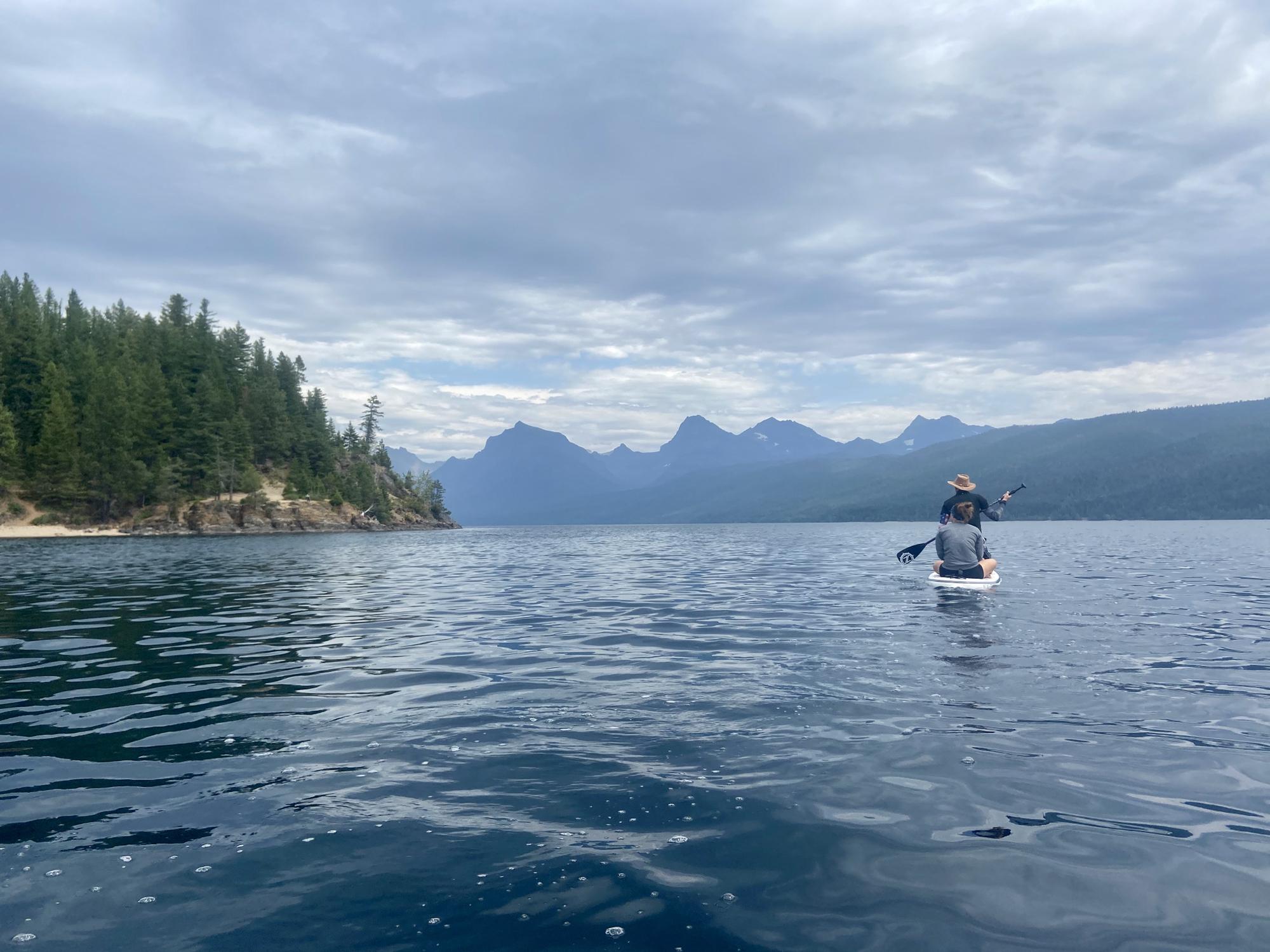 Paddleboarding on Lake McDonald in Glacier MT