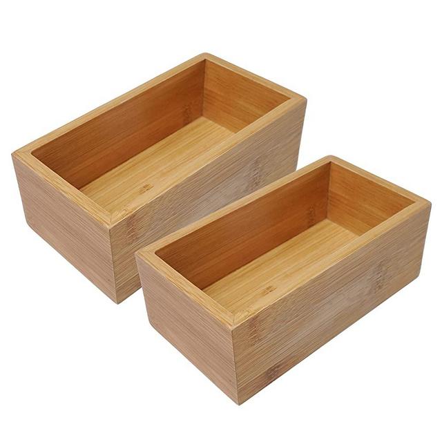 Aviboo Cabinet Drawer Organizer and Storage Tray Box Dividers Set Made of Bamboo Wood, Multipurpose Holder for Craft, Sewing, Office, Bathroom, Kitchen (2, 3.2x5.9x2.2 inch)