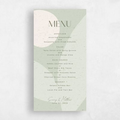 Grassy Sage, Green Wedding Menu - Rafina
