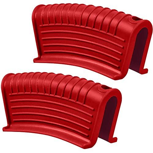 Silicone Assist Handle Holder, Hot Skillet Handle Covers Pot Grip Handle Sleeve Cast Iron Skillets Non-Slip Heat Resistant Pan Grip Cover for Cast Iron Woks Frying Pans Griddles Skillets (Red)