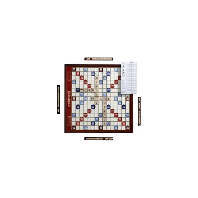 WS Game Company Scrabble Giant Deluxe Edition Board Game with Rotating Wooden Board