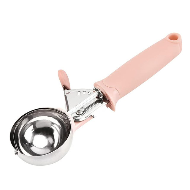 Ice Cream Scoop with Trigger, Cookie Scoop with Ergonomic Soft Grip Handle, Heavy Duty Multifunctional Ice Cream Scoop Kitchen Tool Baking Scooper for Sundaes, Cupcake,Meatballs