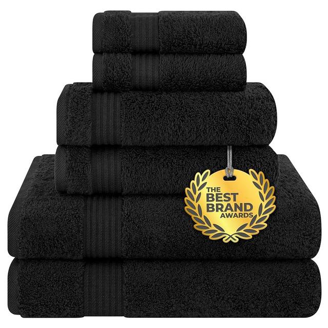 Cotton Paradise Black 6 Piece Towel Set, 100% Cotton Turkish Towels for Bathroom, 2 Bath Towels 2 Hand Towels 2 Washcloths Soft Fluffy Bathroom Towels