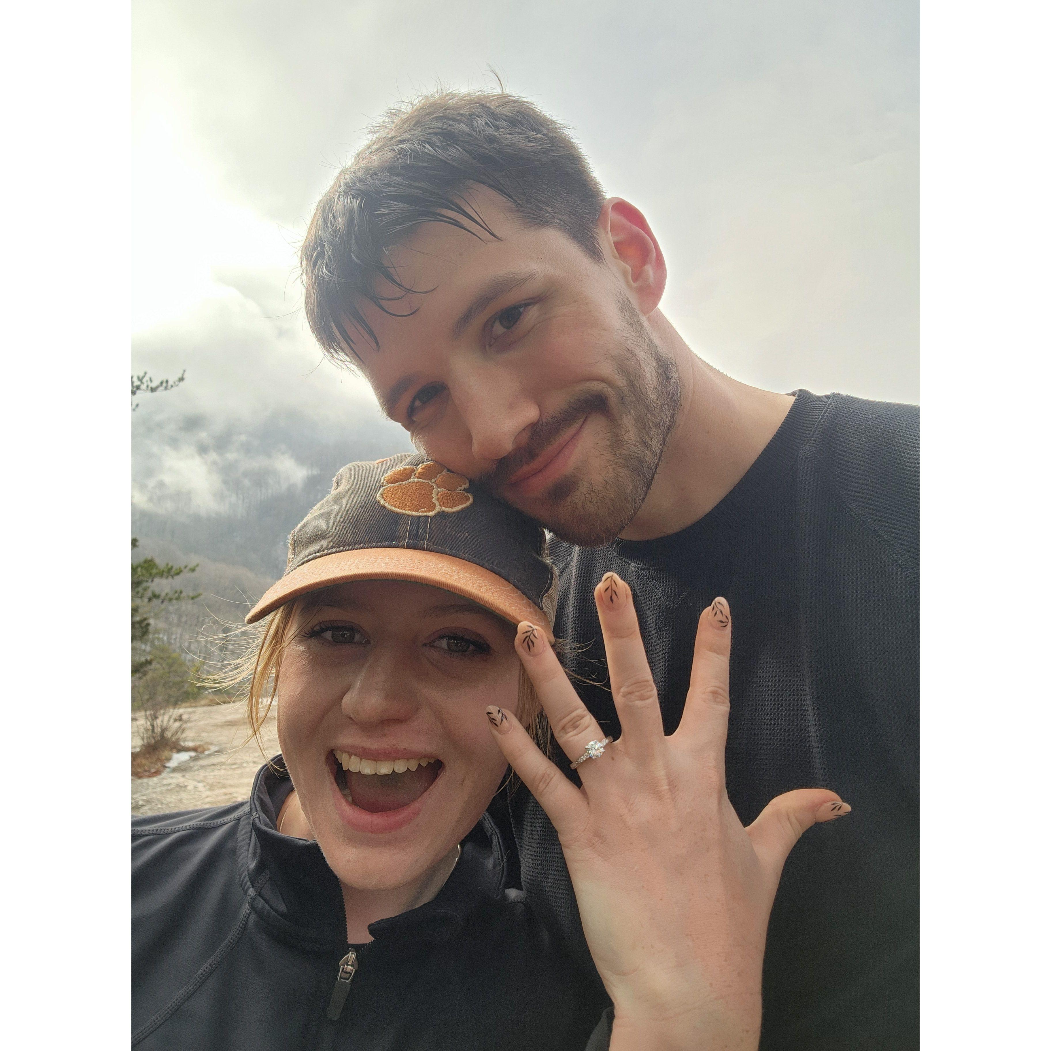 She said "yes" on top of Table Rock, SC