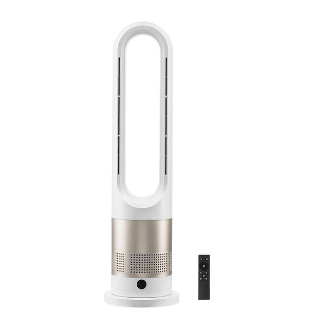 VEVOR Tower Fan Bladeless, 16 ft/s Velocity Quiet Floor Fan that Blows Cold & Heating Air, 80° Oscillating Fans with 8 Speeds, 9H Timer, Standing Fans with Remote Control for Bedroom, Office, Home