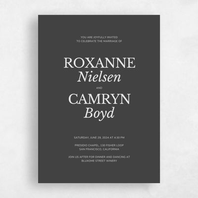 Dark Charcoal, Grey Wedding Invitation - Jaramillo Classic