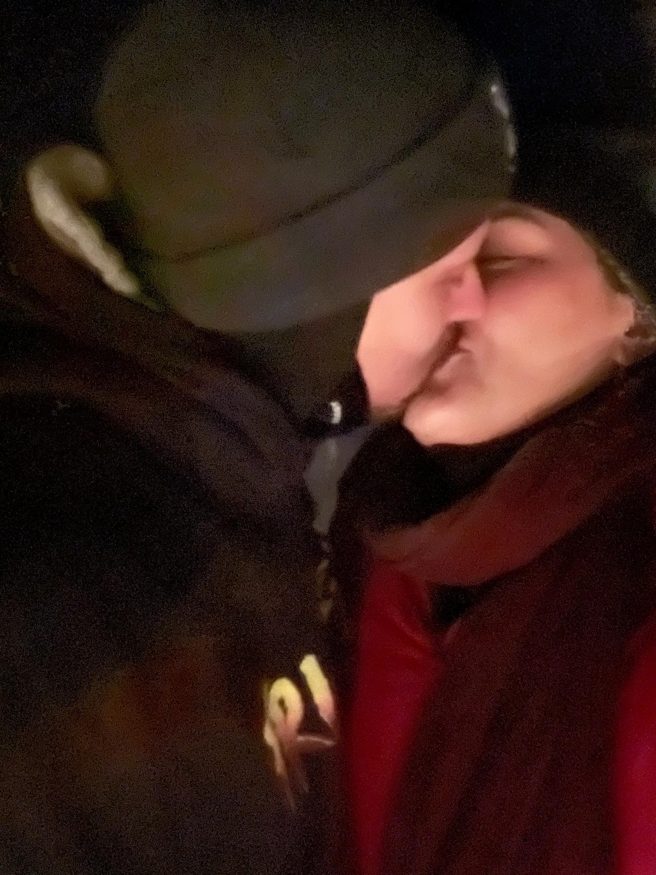 Winter solstice ice lantern walk—bundled up for the -8°F weather!