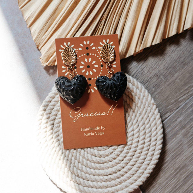 XOCO earrings | handmade | heart | talavera | barro negro | clay | mexican inspired | mexican | bridal |