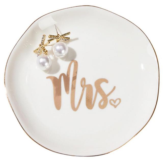 COZITED Mrs. Ring Dish Engagement Wedding Ring Holder Jewelry Dish Tray, Engagement Wedding Gifts for Couples Bridal Shower Gifts Bachelorette Gifts for Bride Future Mrs. Gift