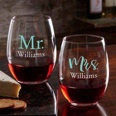 Wedding Day Personalized Stemless Wine Glass