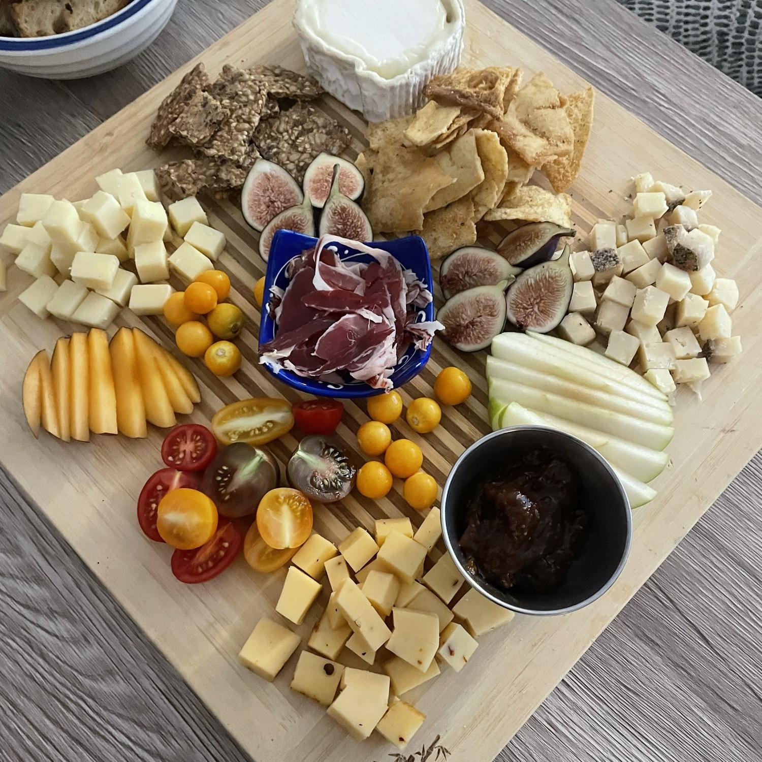 One of two photos that exist from the night we met. This may be Bonnie’s proudest moment, a stunning cheese board shipped for and put together with 2 hours notice.