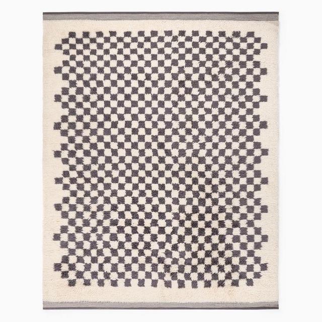 Soft Checkered Rug, 8'x10', Charcoal