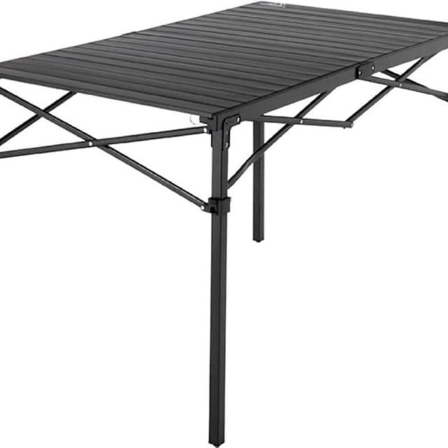 MOUNTAIN SUMMIT GEAR Heavy-Duty Roll-Top Table for Camping - Portable Aluminum-Top Folding Table with Steel Frame by Caddis Sports (Medium)