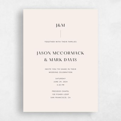 Beige Classic Wedding Invitation - Corinth Portrait