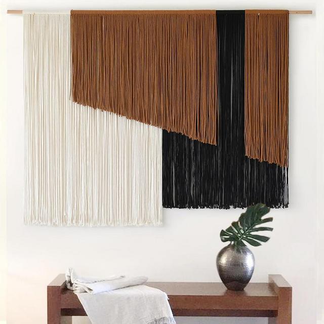 Jakalin Large Macrame Wall Hanging Dip Dyed Fiber Macrame Wall Decor Boho Cord Living Room Wall Art 57" Wx43 L