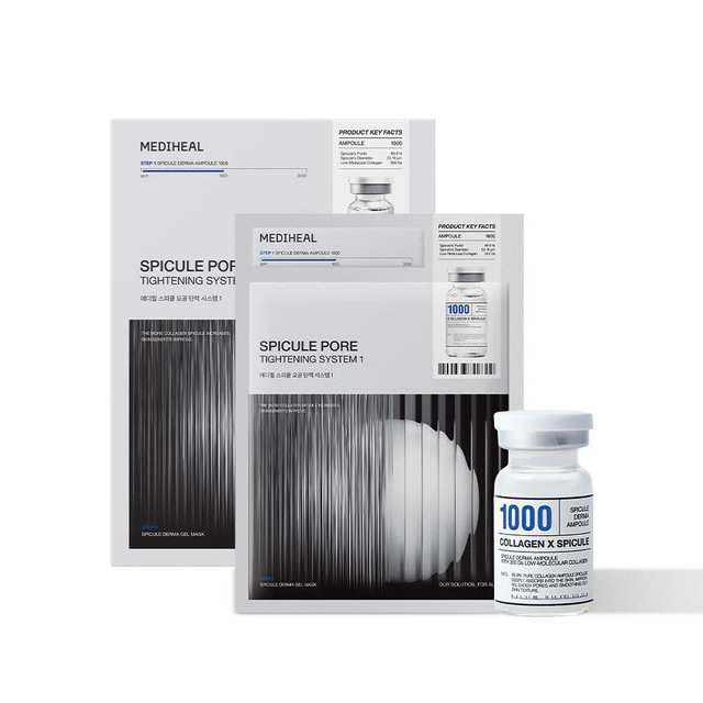 Mediheal Collagen Spicule 1000ppm Intensive Serum – Micro Needle Serum for Pore Care, Soothing & Skin Texture Improvement, 2-Step,Collagen Spicule Ampoule and Gel Mask Set,Skin Booster,10pcs