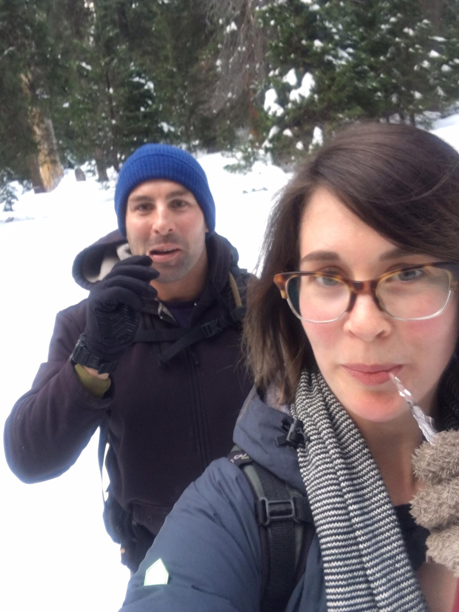 Icicle snack while hiking in Sequoia