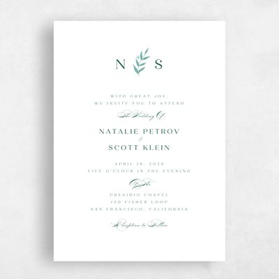 Green Standard Wedding Invitation - Kitts Classic