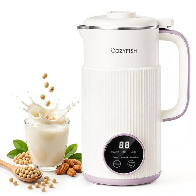 35oz Nut Milk Maker, Compact Soy Milk Maker with 12 Blades, Automatic Almond Oat Milk Machine, Hot & Cold Functions,12H Timer, Auto Clean, Keep Warm, White Batch Plant-Based Milk Maker