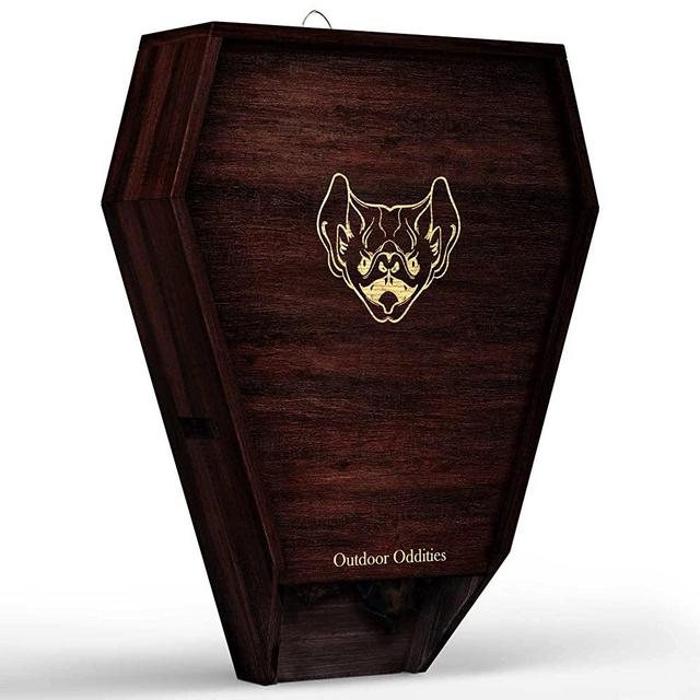 Outdoor Oddities Coffin Bat Box - Distinctive Wooden Double Chamber Bat Houses for Outdoors - Flame Treated Weatherproofed Bat House - Ready to Attract and Protect Bats