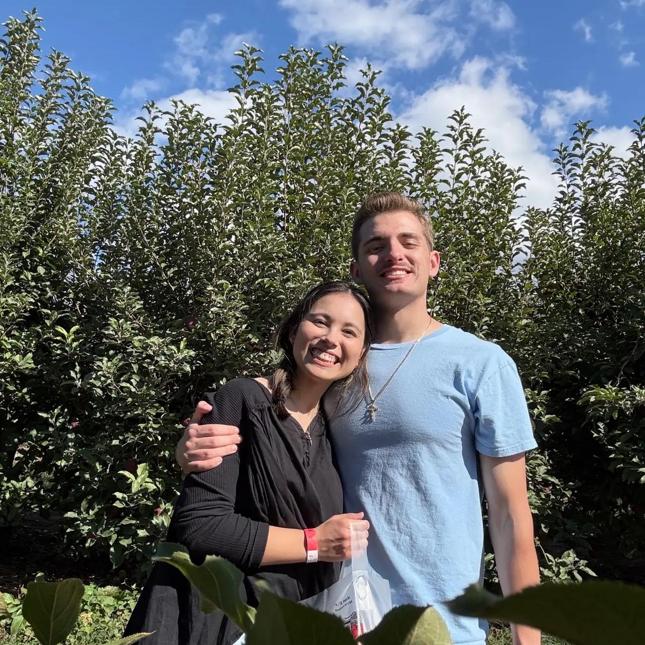 Our first time apple picking! Brennan was so patient as Jenny picked out many flowers afterwards. We love outdoor dates!