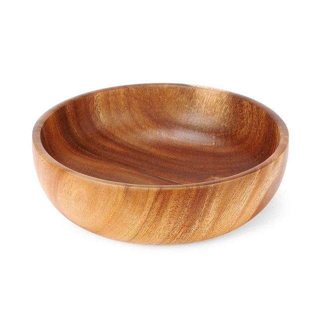 KALINCO 9.5 inch Wooden Salad Bowl, Large Wood Bowl for Food, Fruits, Salads and Decoration (wood bowl)