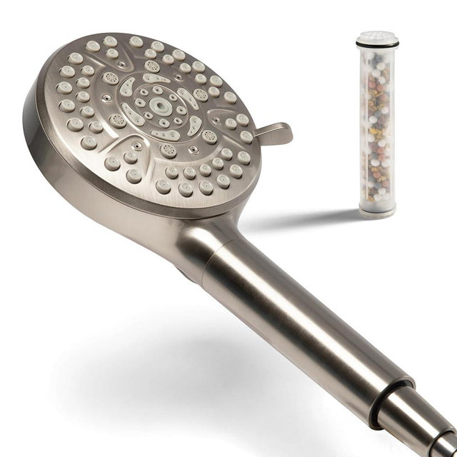 MDhair Handheld Filtered Shower Head for Healthier Hair & Skin – 5-Stage Filter Removes Chlorine & Heavy Metals, High Pressure Showerhead Filter for Hard Water, Dermatologist-Formulated Water Softener