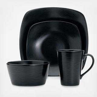 Black on Black Square 4-Piece Place Setting, Service for 1