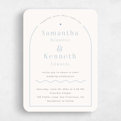 White Rounded Wedding Invitation - Suzi Portrait