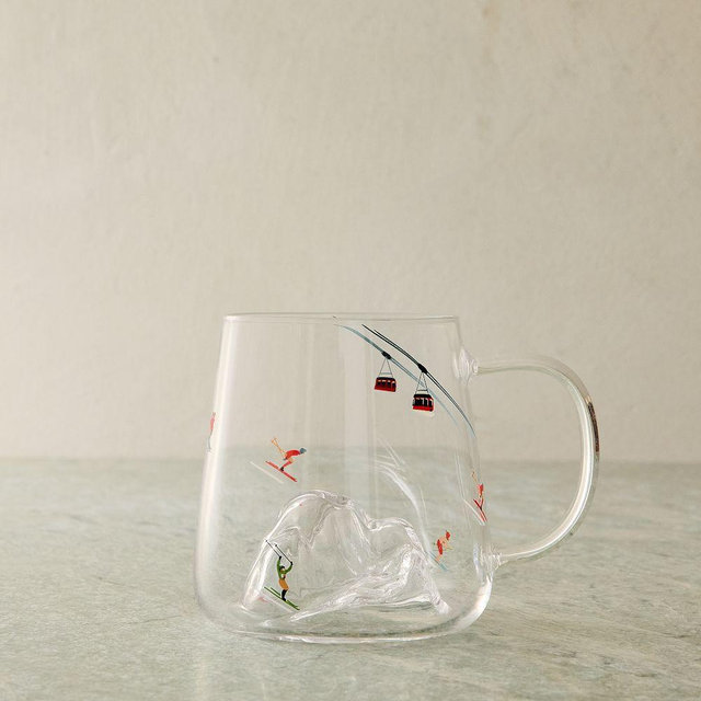 Skier Mountain Glassware, Handled Mug, Decal, Each