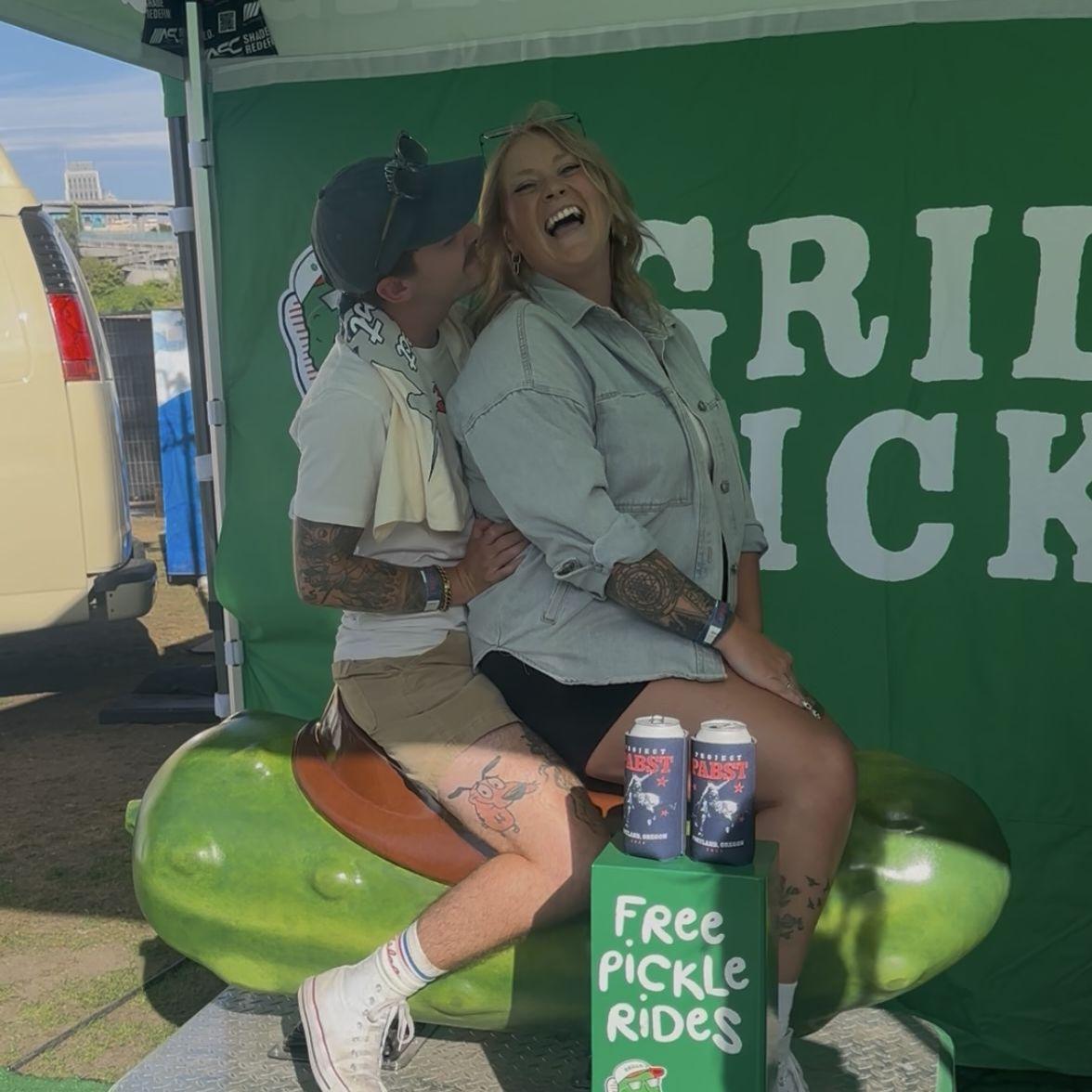 Free Pickle Rides- PBR fest in Portland Oregon a month after the engagement