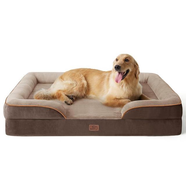 Bedsure Orthopedic Dog Bed for Extra Large Dogs - XL Plus Waterproof Dog Sofa Bed, Supportive Foam Pet Couch Bed with Removable Washable Cover, Waterproof Lining and Nonskid Bottom, Brown
