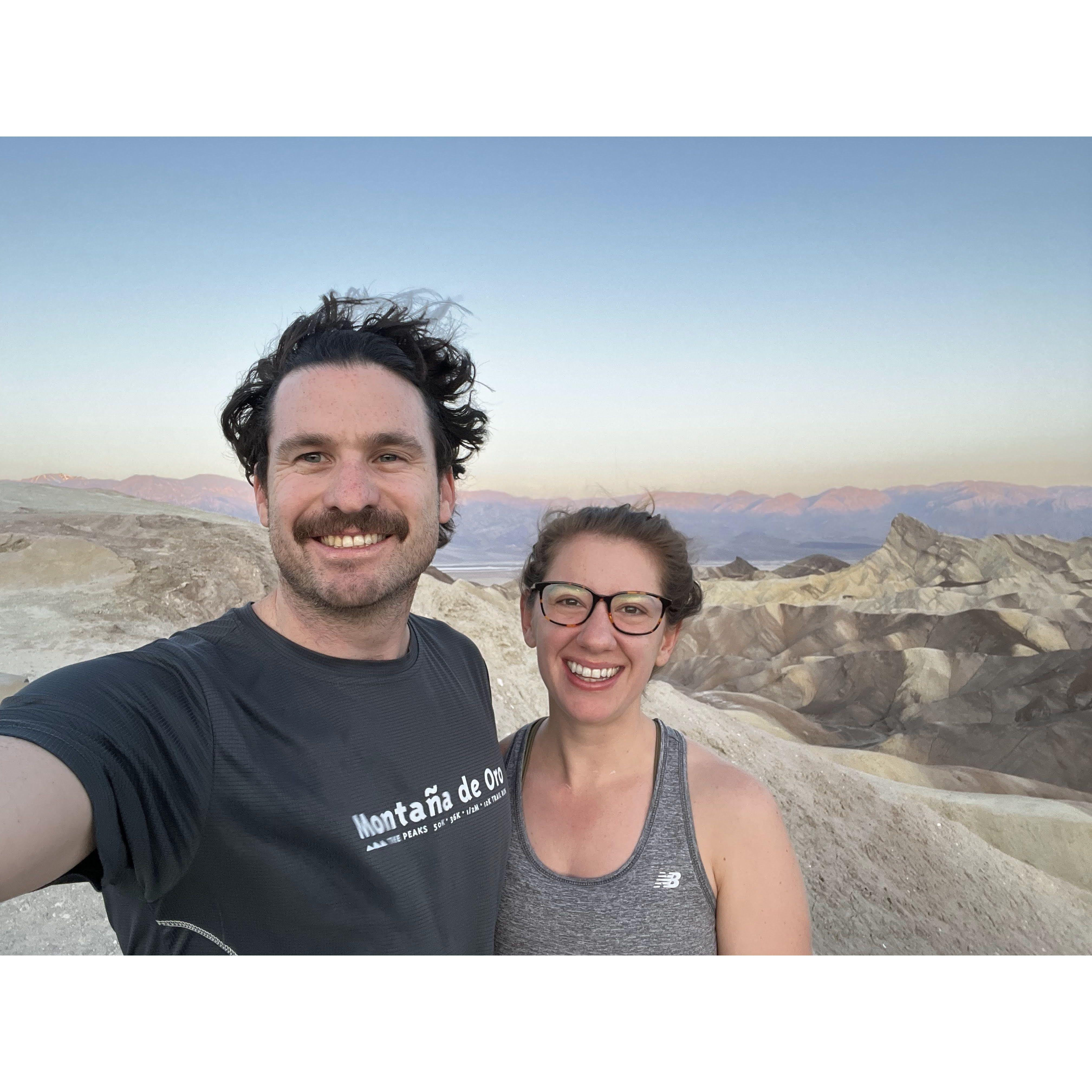 Woke up early in Death Valley to see the sun rise over Zabriskie Point. Amazing trip with Marty and Karen. April 2023.