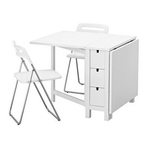 NORDEN / NISSE Table and 2 folding chairs, white $248.98