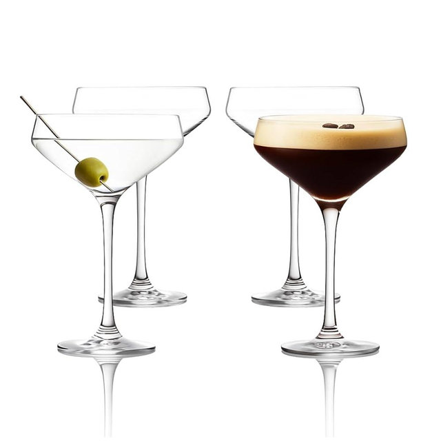 LEMONSODA Hand Blown/Nick And Nora Classic Martini Glasses Manhattan, Cosmopolitan, Espresso Martini, Lemon Drop, Dirty Martini - Inspired by 1930's - 50's Cocktail Culture - 6oz/10oz (Set of 4, 6oz)