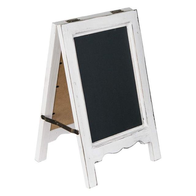 15 inch Mini Tabletop Wooden A-Frame Double-Sided Slate Chalkboard Sign Easel for Business (White)